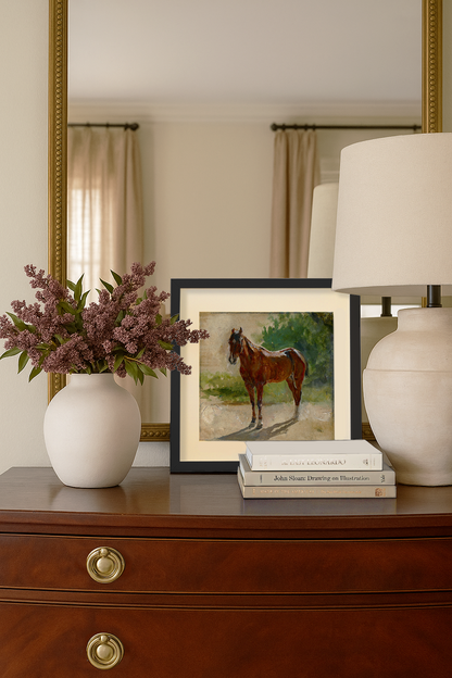 Bay Horse — black frame fine art print — Art & Olive