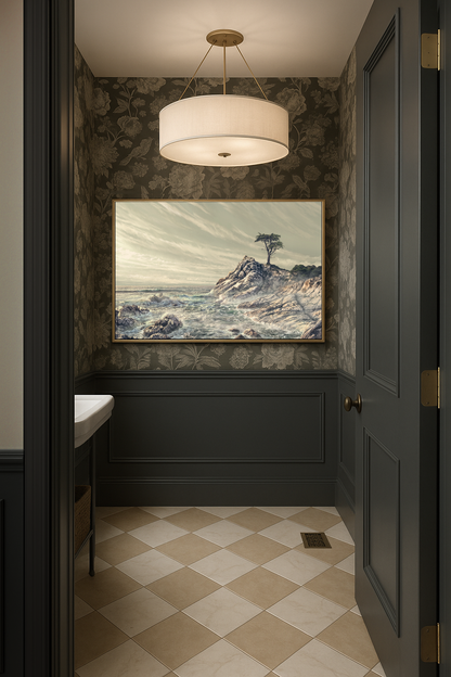 The Quiet Cypress — white frame canvas print — Art & Olive