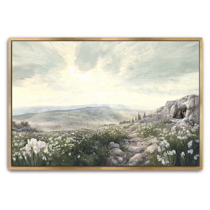 Resurrection Morning — natural wood frame canvas print — Art & Olive