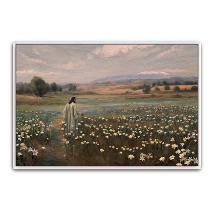 Consider The Lilies — oak frame canvas print — Art & Olive