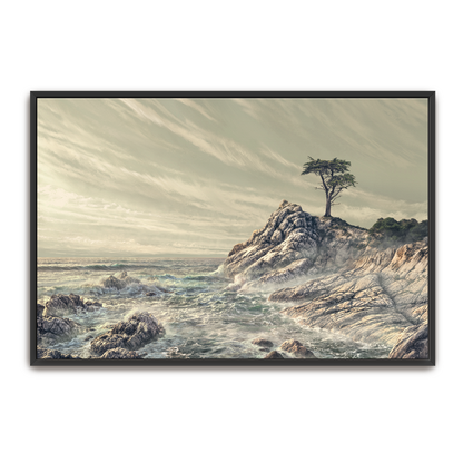 The Quiet Cypress — natural wood frame canvas print — Art & Olive