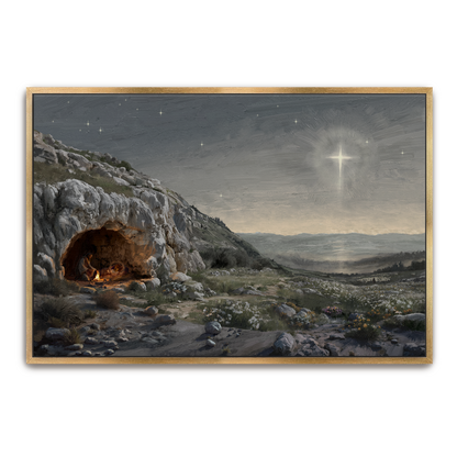 Holy Night — natural wood frame canvas print — Art & Olive