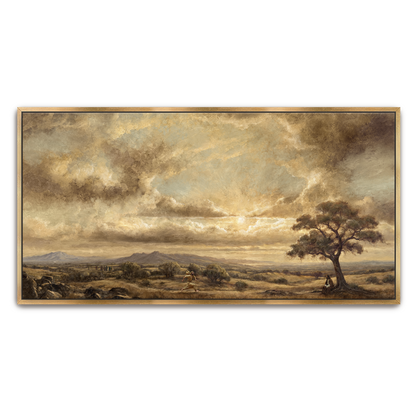 The One Who Returned — natural wood frame canvas print — Art & Olive