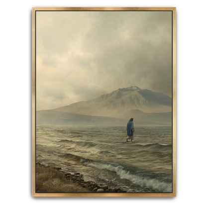 Walking on Water (Portrait) — natural wood frame canvas print — Art & Olive