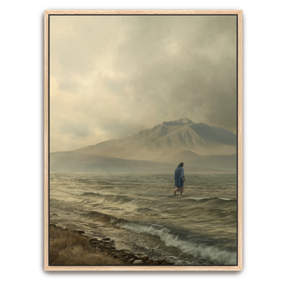 Walking on Water (Portrait) — oak frame canvas print — Art & Olive