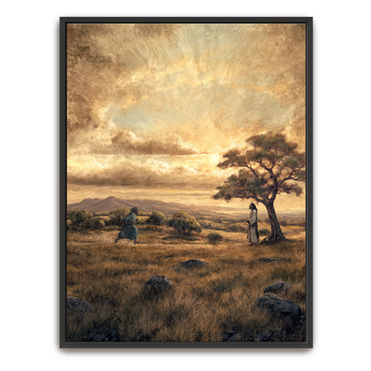 The One Who Returned (Portrait) — silver frame canvas print — Art & Olive