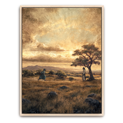 The One Who Returned (Portrait) — espresso frame canvas print — Art & Olive