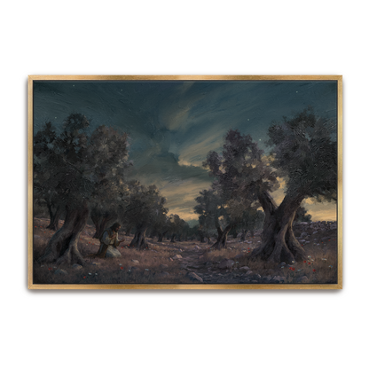 Jesus In Gethsemane — oak frame canvas print — Art & Olive