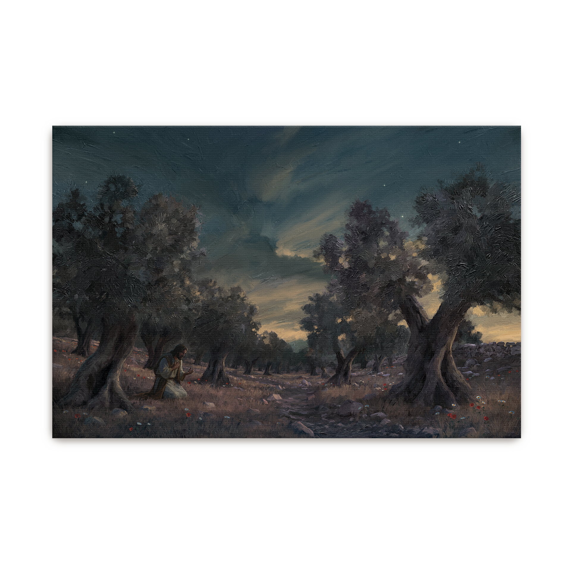 Jesus In Gethsemane | Horizontal 16x24 Art Print
