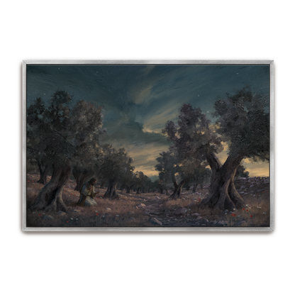 Jesus In Gethsemane — espresso frame canvas print — Art & Olive