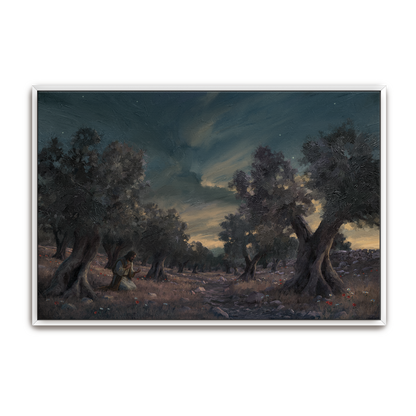 Jesus In Gethsemane — natural wood frame canvas print — Art & Olive