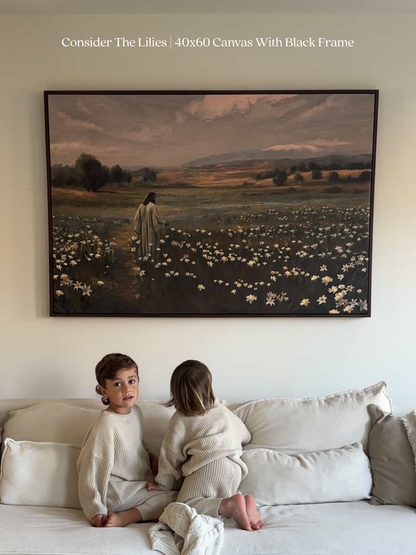 Consider The Lilies — silver frame canvas print — Art & Olive