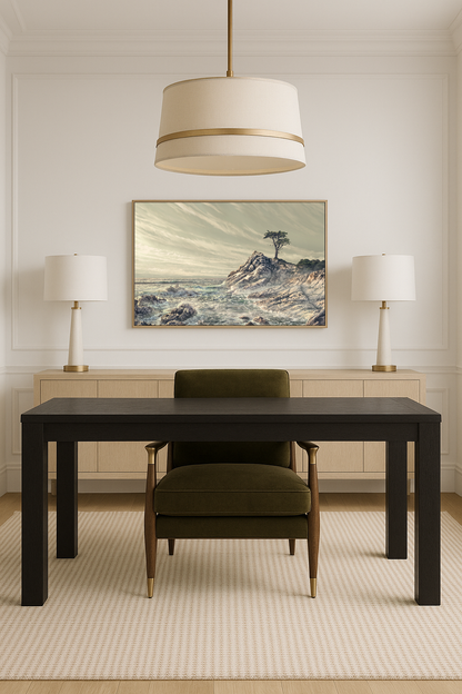 The Quiet Cypress — silver frame canvas print — Art & Olive